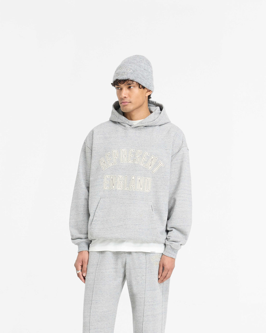 England Applique Hoodie - Grey Marl