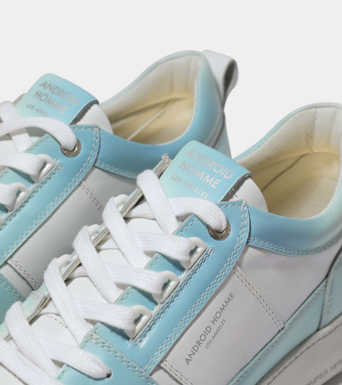 Android Homme Point Dume Low White Blue UV-Coated Leather AHP234-44