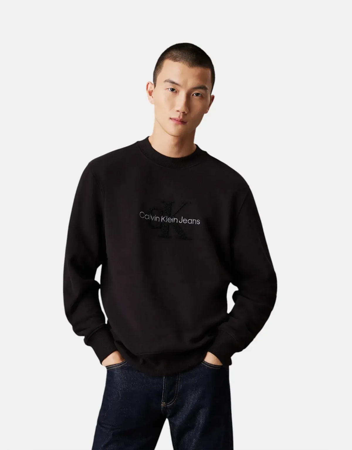Calvin Klein Chenille Monologo Black Crew T-Shirt