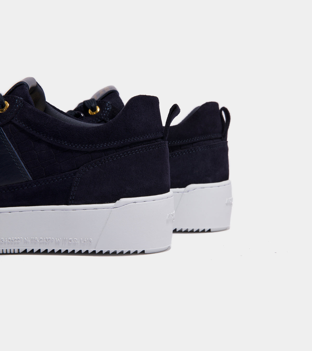 Android Homme Point Dume Low Navy Caiman Croc Emboss Suede AHP241-09