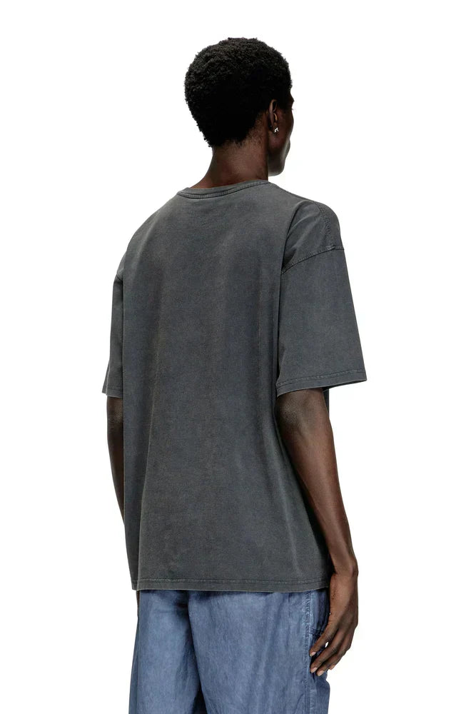 Diesel Acid-wash T-shirt with flocked Oval D logo