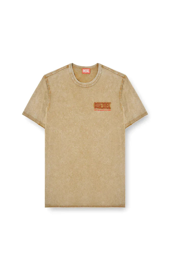 Acid-wash T-shirt with raw edges