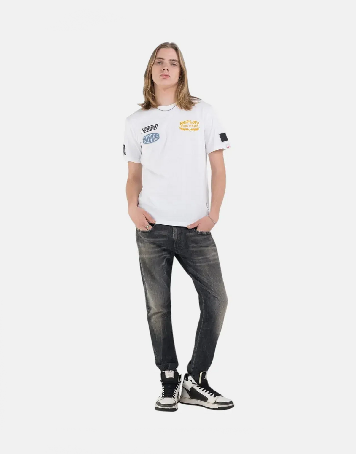 Replay Ride Hard Badges T-Shirt White